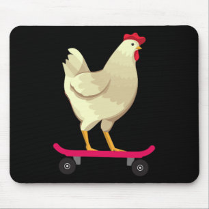 Funny Cute Skateboarding Chicken Animal Gift Mouse Mat
