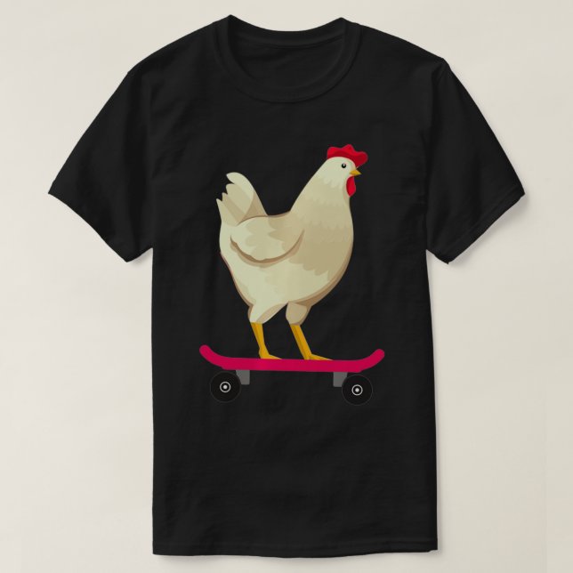 Funny Cute Skateboarding Chicken Animal Gift  T-Shirt (Design Front)