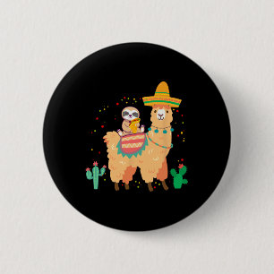 Funny Cute Sloth And Llama With Taco And Mexican S 6 Cm Round Badge