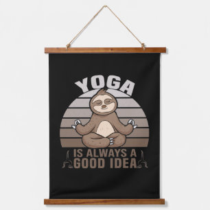 Funny cute sloth doing yoga. funny yoga poses  hanging tapestry