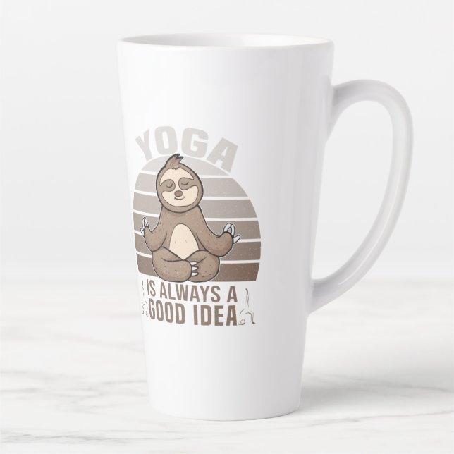Funny cute sloth doing yoga. funny yoga poses latte mug (Right)
