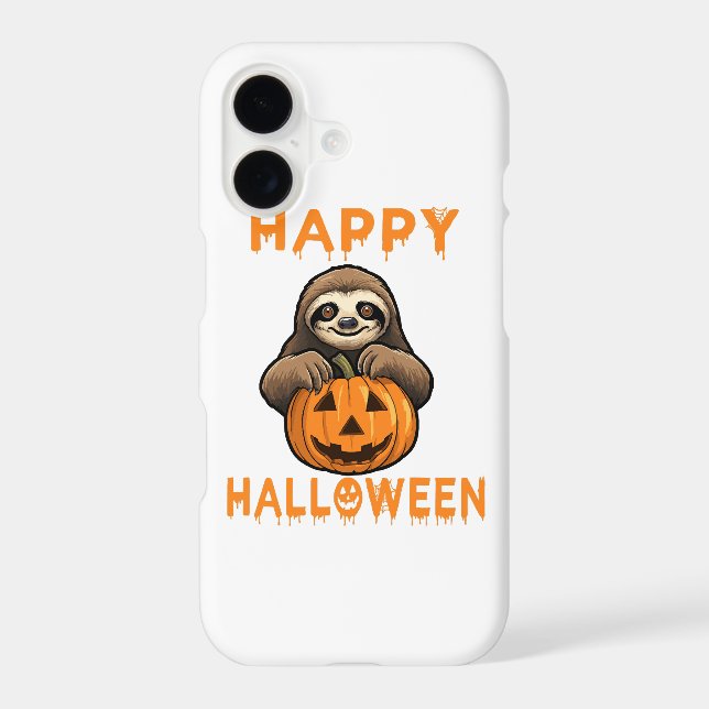 Funny Cute Sloth Holding Pumpkin (Back)