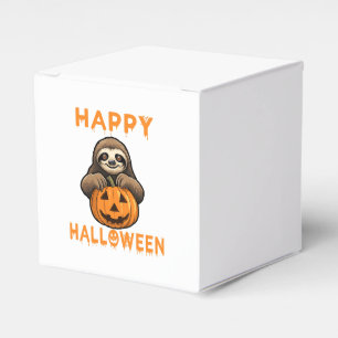 Funny Cute Sloth Holding Pumpkin Favour Box