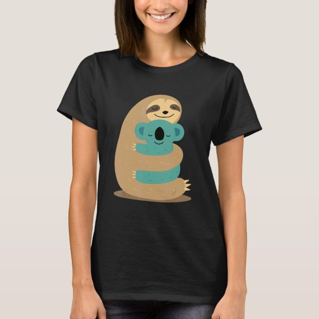 funny cute sloth hugging koala gift T-Shirt (Front)