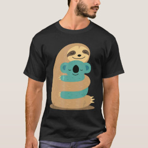 Funny Cute Sloth Hugging Koala Gift T-Shirt