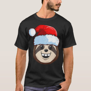 Funny Cute Sloth Santa Hat Christmas Gift Fo T-Shirt