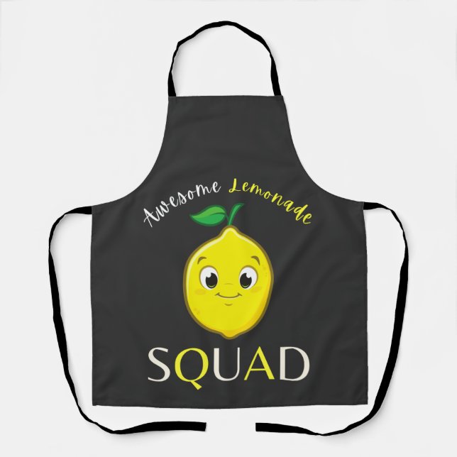 Funny Cute Smiling Lemon Awesome Lemonade Squad  Apron (Front)