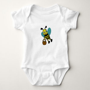 Funny cute smiling watercolor bee  baby bodysuit