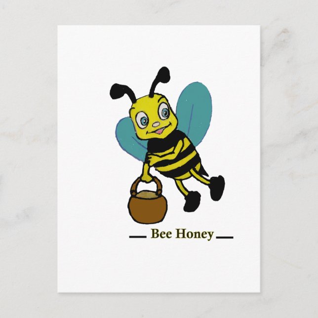 Funny cute smiling watercolor bee  postcard (Front)