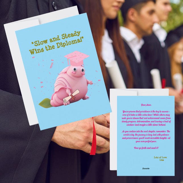 Funny Cute Snail Graduation Greeting Card (Creator Uploaded)
