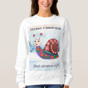 Funny Cute Snail Snow Pun Humour Christmas Sweatshirt