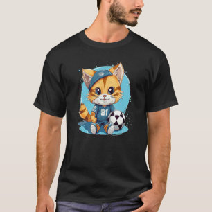 Funny cute Soccer Cat with Trikot for Sport Fans T-Shirt