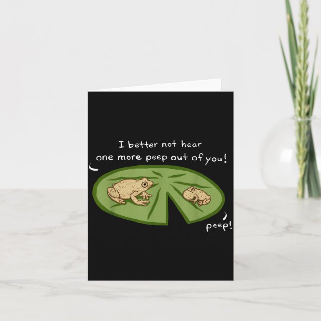 Funny Cute Spring Peeper Frogs Lilly Pad Pond Card (Front)