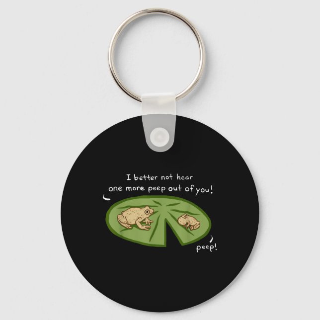 Funny Cute Spring Peeper Frogs Lilly Pad Pond Key Ring (Front)