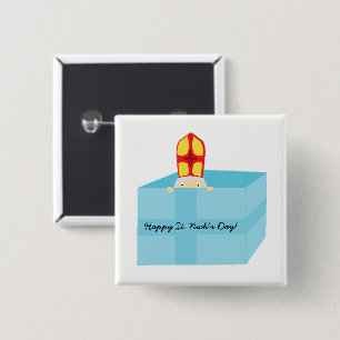 Funny Cute St. Nicholas Dutch Sinterklaas Kids Art 15 Cm Square Badge