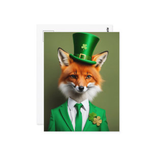 Funny Cute St. Patricks Day Fox Postcard