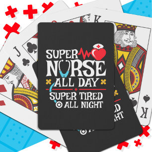 Funny Cute Super Tired Nurse Day Shift Night Playing Cards