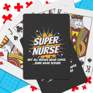 Funny Cute Superhero Super Nurse Appreciation Playing Cards