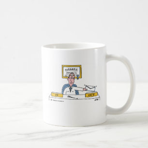 Funny Cute Surgeon Cartoon Sorting Mail in Office Coffee Mug