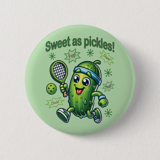 Funny Cute Sweet as Pickles Pickleball 6 Cm Round Badge (Front)