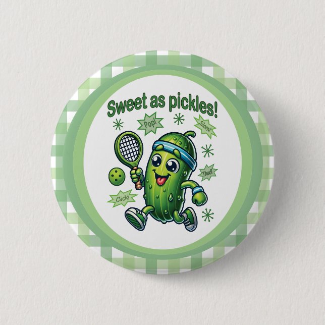 Funny Cute Sweet as Pickles Pickleball 6 Cm Round Badge (Front)