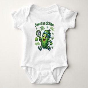Funny Cute Sweet as Pickles Pickleball Baby Bodysuit