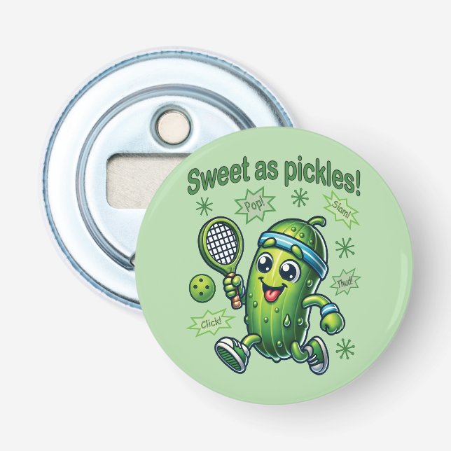 Funny Cute Sweet as Pickles Pickleball Bottle Opener (Front)