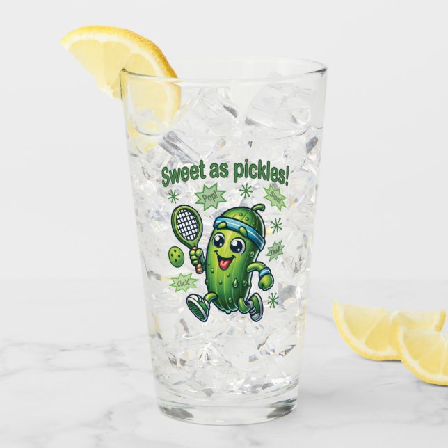 Funny Cute Sweet as Pickles Pickleball Glass (Front Ice)