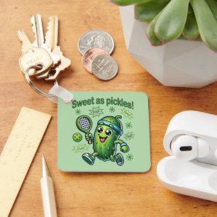 Funny Cute Sweet as Pickles Pickleball Key Ring