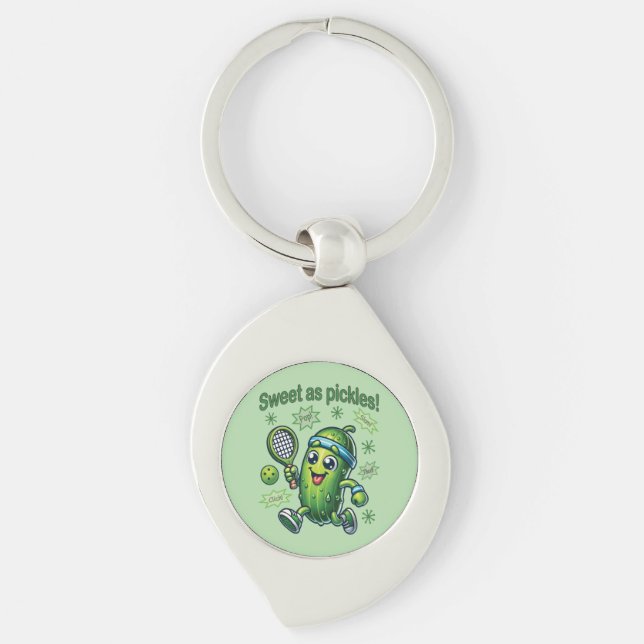 Funny Cute Sweet as Pickles Pickleball Key Ring (Front)