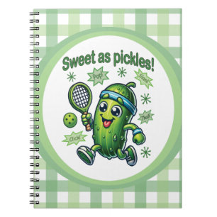 Funny Cute Sweet as Pickles Pickleball Notebook