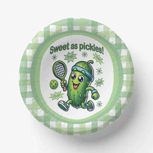 Funny Cute Sweet as Pickles Pickleball Paper Plate (Front)