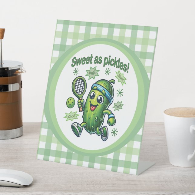 Funny Cute Sweet as Pickles Pickleball Pedestal Sign (In SItu)