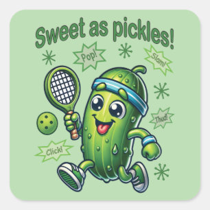 Funny Cute Sweet as Pickles Pickleball Square Sticker