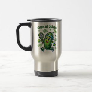 Funny Cute Sweet as Pickles Pickleball Travel Mug