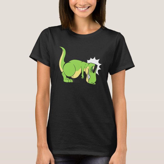 Funny Cute T Rex Hates Push Ups T-Shirt (Front)