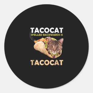 Funny Cute Tacocat Taco Cat Spelled Backward Classic Round Sticker