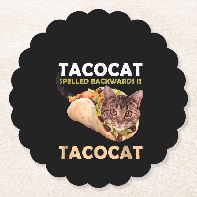 Funny Cute Tacocat Taco Cat Spelled Backward Paper Coaster (Front)