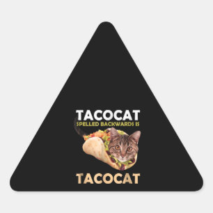 Funny Cute Tacocat Taco Cat Spelled Backward Triangle Sticker