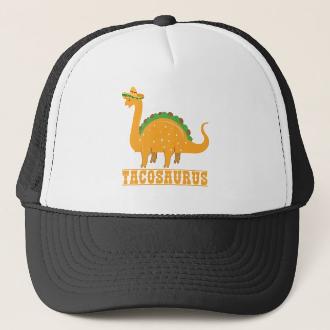 Funny Cute Tacosaurus Mexican Food Tacos Dino Love Trucker Hat (Front)