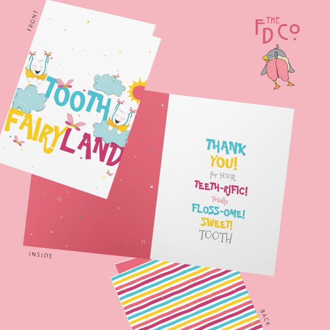 Funny Cute Thank You From Tooth Fairy Land  Card (Creator Uploaded)