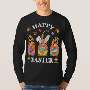 Funny Cute Three Gnomes Bunny Holding Egg Happy Ea T-Shirt