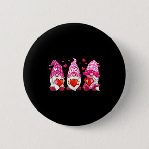 Funny Cute Three Gnomies Nk Hearts Matching Vale 6 Cm Round Badge