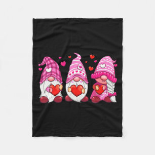 Funny Cute Three Gnomies Nk Hearts Matching Vale Fleece Blanket