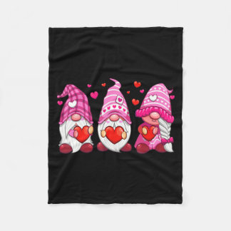 Funny Cute Three Gnomies Nk Hearts Matching Vale  Fleece Blanket