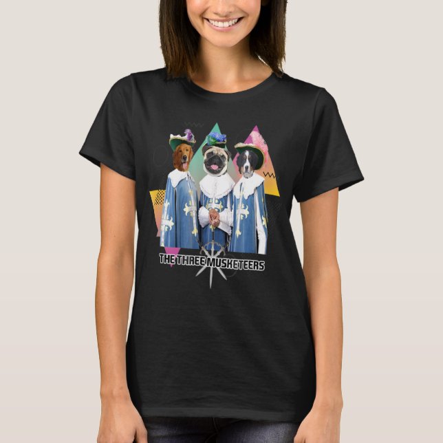 Funny Cute Three Musketeers Dogs T-Shirt (Front)