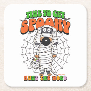 Funny Cute Time to get Spooky Mummy Square Paper Coaster
