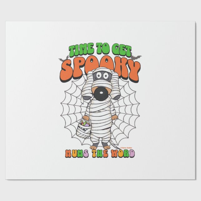 Funny Cute Time to get Spooky Mummy Wrapping Paper (Flat)