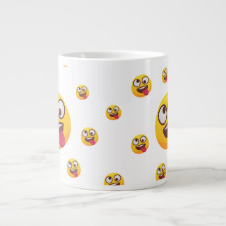 "Funny Cute Tongue-Out Emoji Design" Large Coffee Mug