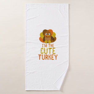 Funny Cute Turkey Family Matching Thanksgiving  Bath Towel